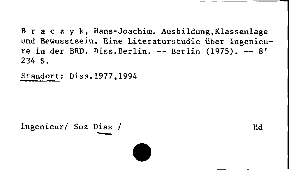 [Katalogkarte Dissertationenkatalog bis 1980]