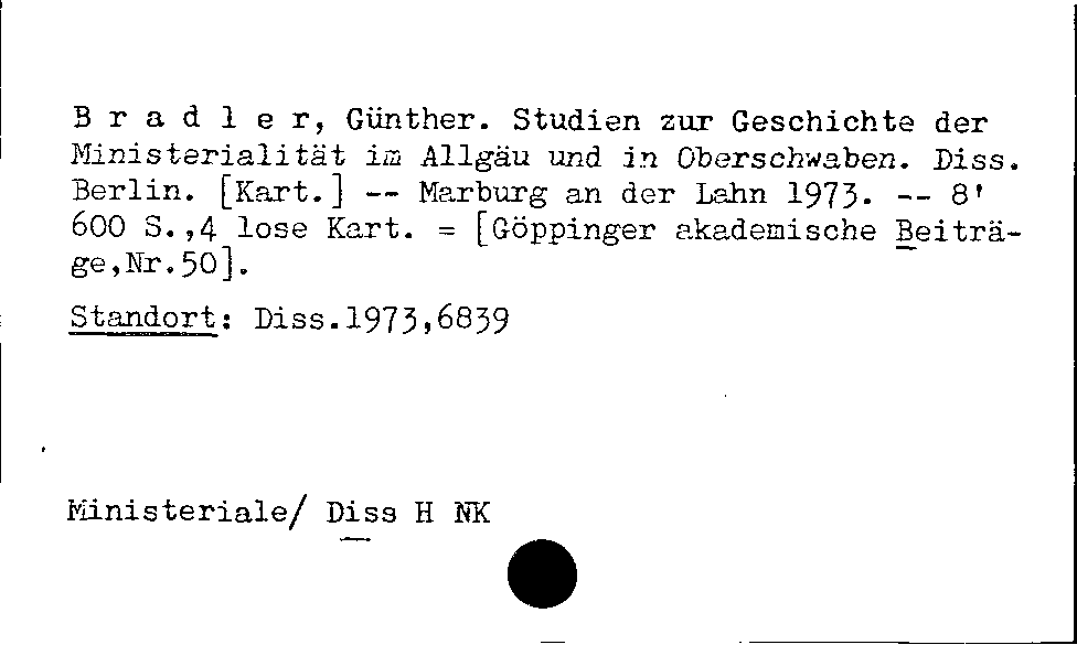 [Katalogkarte Dissertationenkatalog bis 1980]