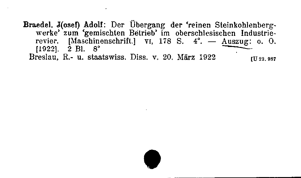 [Katalogkarte Dissertationenkatalog bis 1980]