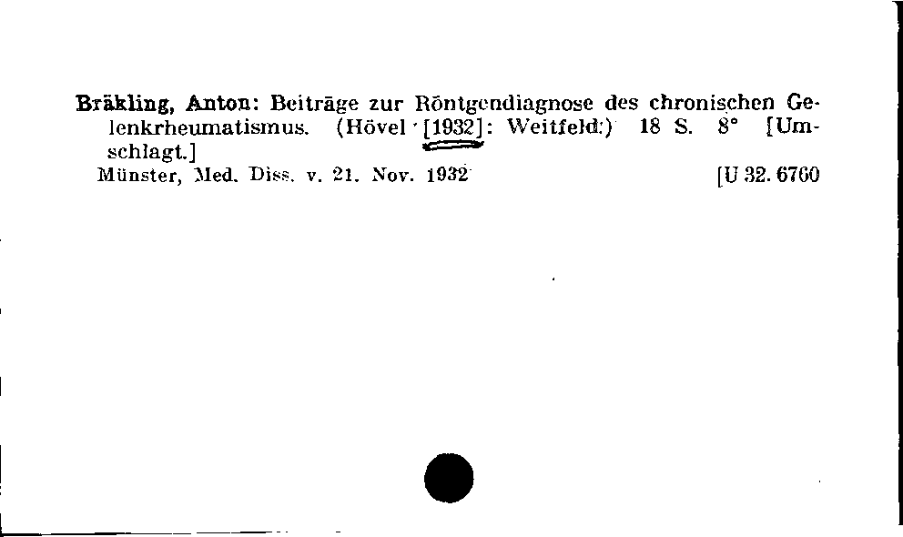 [Katalogkarte Dissertationenkatalog bis 1980]