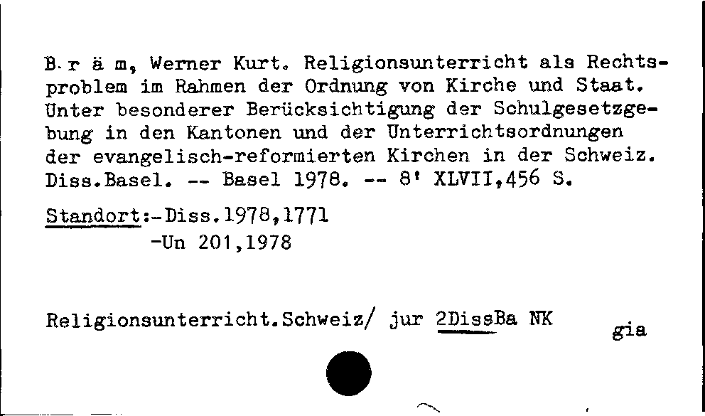 [Katalogkarte Dissertationenkatalog bis 1980]