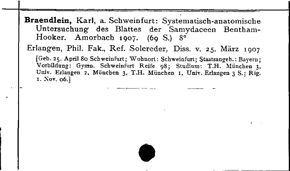 [Katalogkarte Dissertationenkatalog bis 1980]