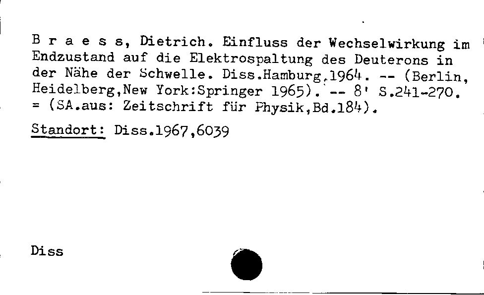 [Katalogkarte Dissertationenkatalog bis 1980]