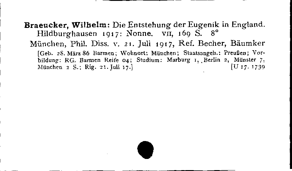 [Katalogkarte Dissertationenkatalog bis 1980]