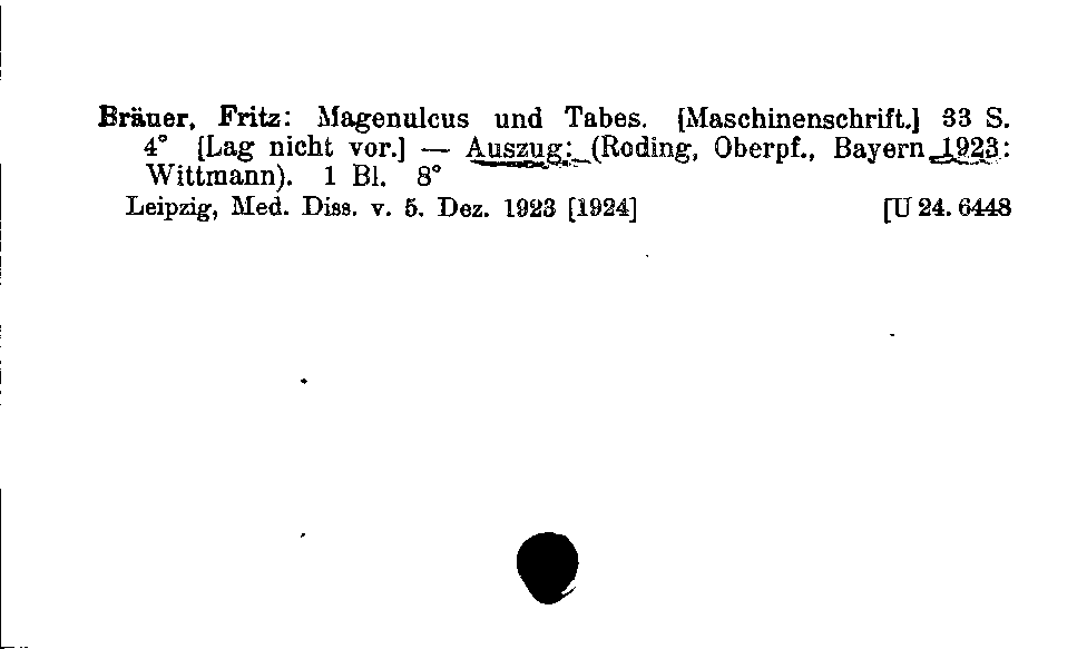 [Katalogkarte Dissertationenkatalog bis 1980]