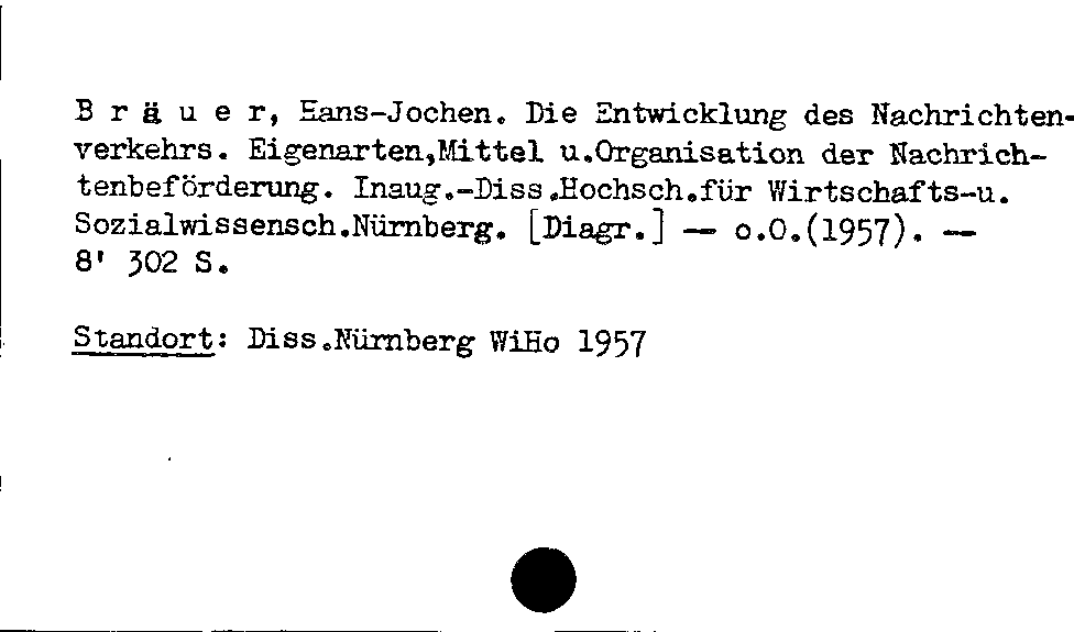 [Katalogkarte Dissertationenkatalog bis 1980]