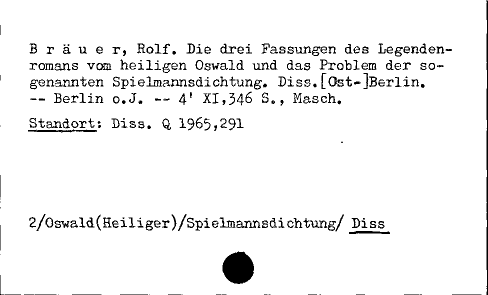 [Katalogkarte Dissertationenkatalog bis 1980]