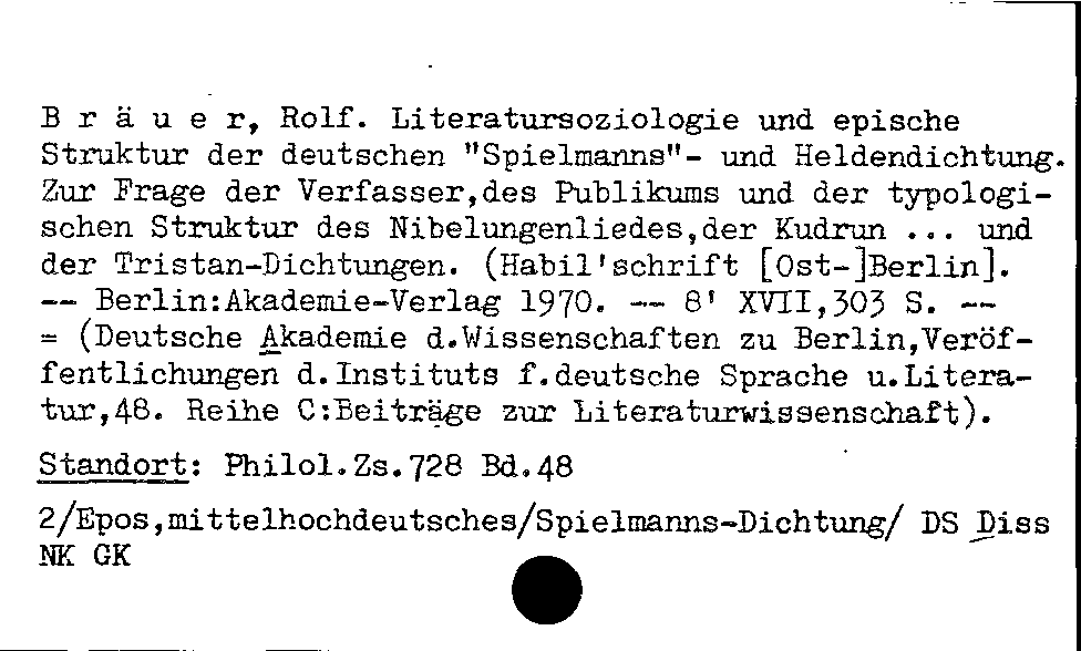 [Katalogkarte Dissertationenkatalog bis 1980]