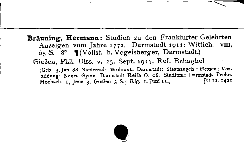 [Katalogkarte Dissertationenkatalog bis 1980]