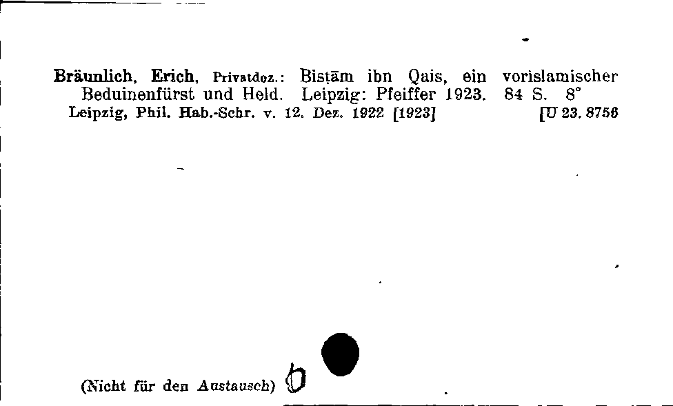 [Katalogkarte Dissertationenkatalog bis 1980]