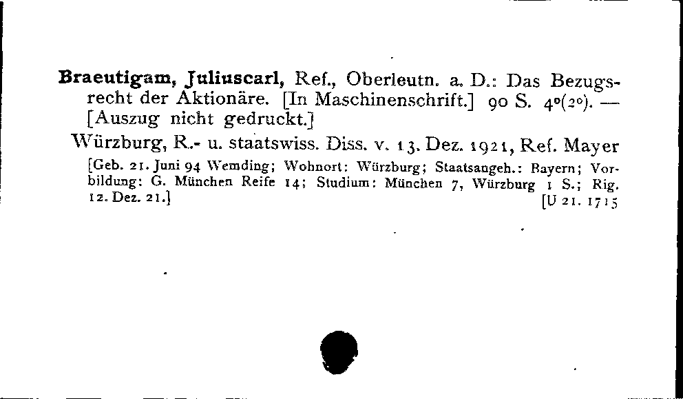 [Katalogkarte Dissertationenkatalog bis 1980]