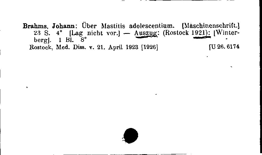 [Katalogkarte Dissertationenkatalog bis 1980]