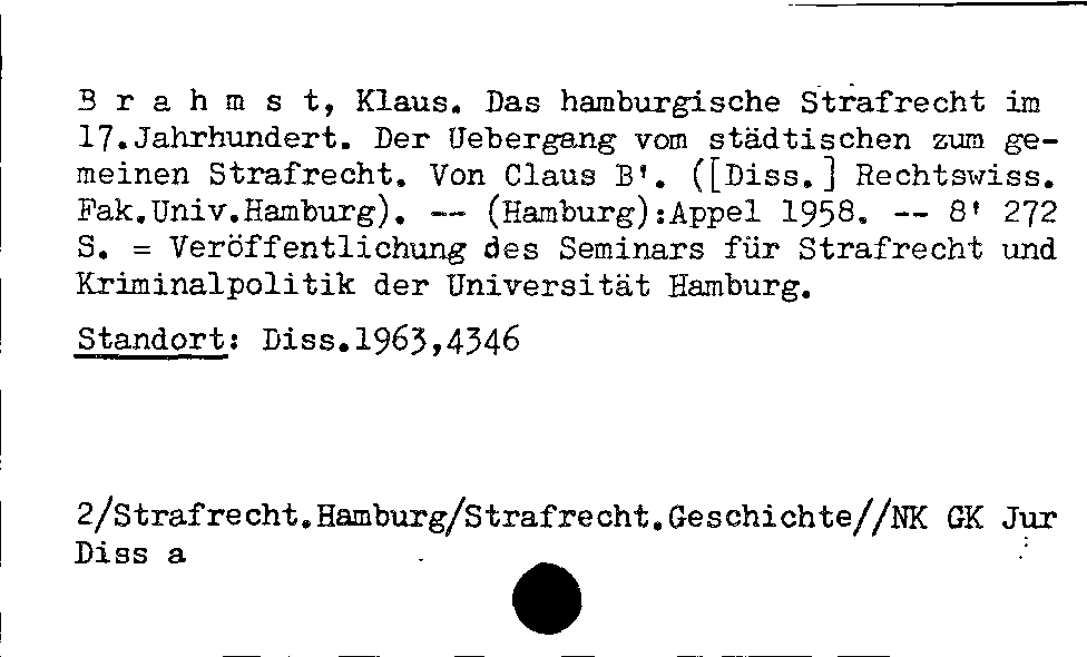 [Katalogkarte Dissertationenkatalog bis 1980]