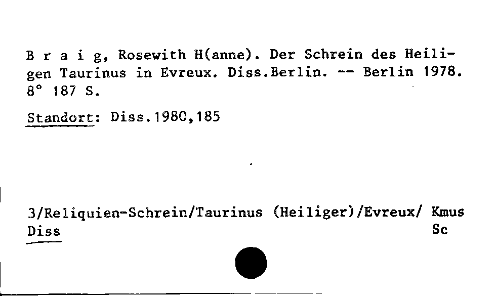 [Katalogkarte Dissertationenkatalog bis 1980]