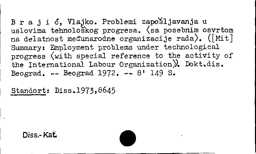 [Katalogkarte Dissertationenkatalog bis 1980]