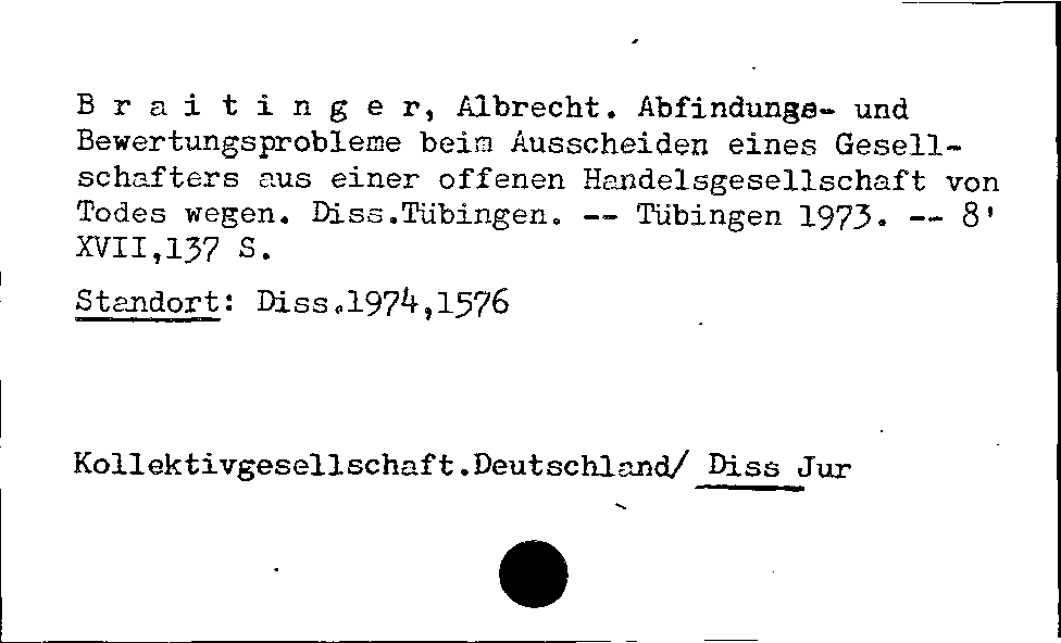 [Katalogkarte Dissertationenkatalog bis 1980]