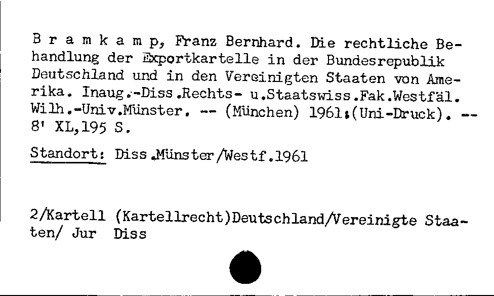 [Katalogkarte Dissertationenkatalog bis 1980]