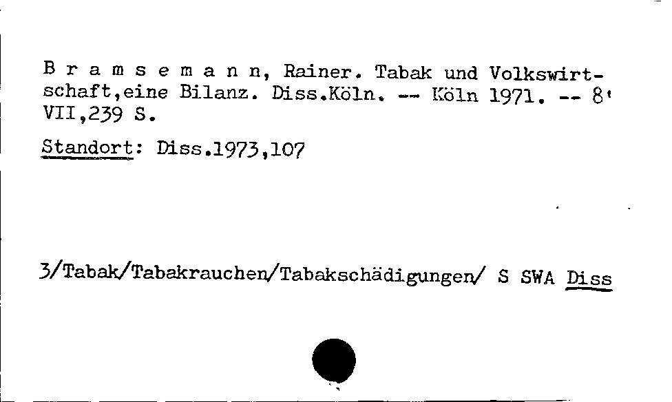 [Katalogkarte Dissertationenkatalog bis 1980]