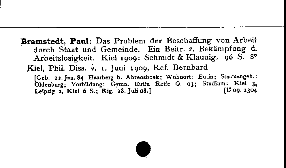 [Katalogkarte Dissertationenkatalog bis 1980]