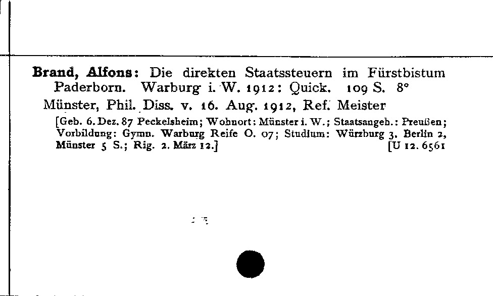 [Katalogkarte Dissertationenkatalog bis 1980]