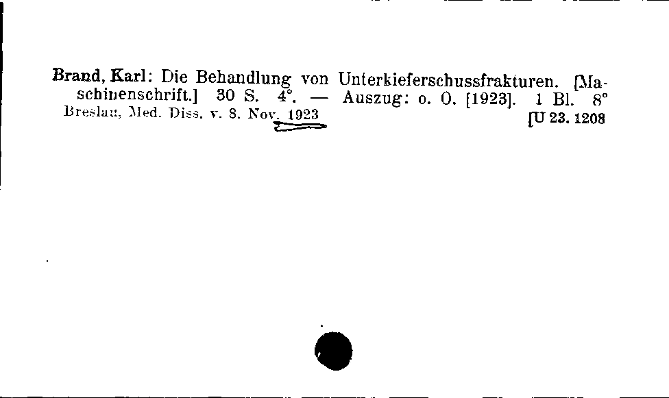 [Katalogkarte Dissertationenkatalog bis 1980]