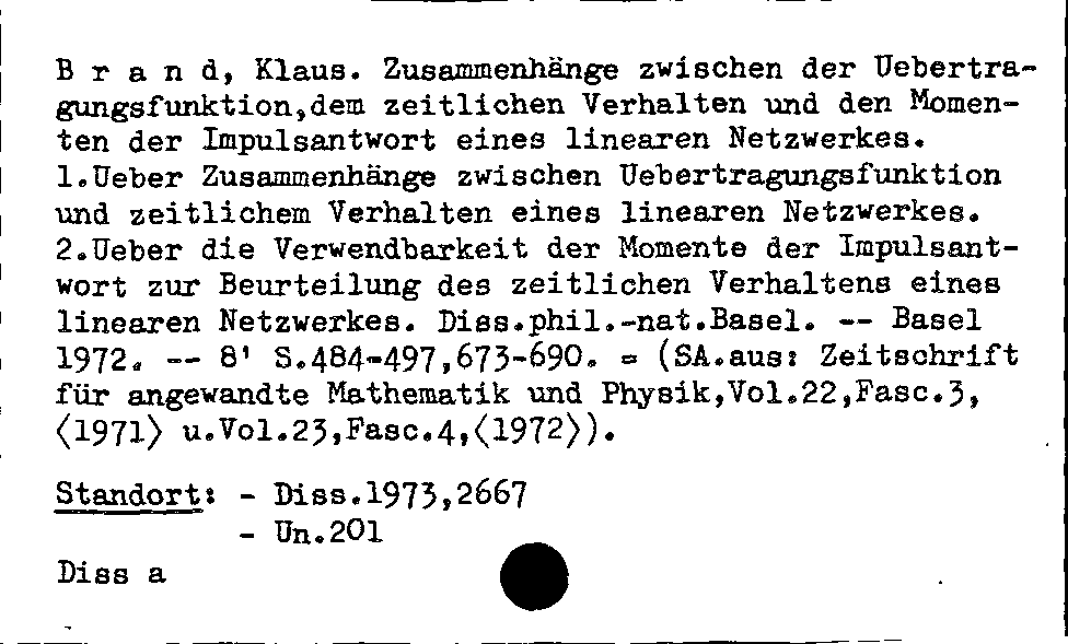 [Katalogkarte Dissertationenkatalog bis 1980]