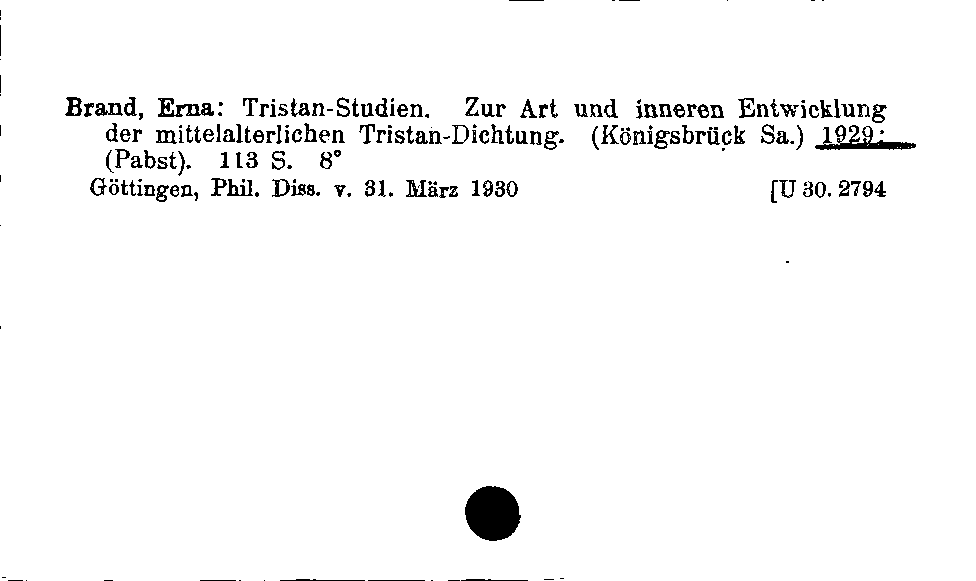 [Katalogkarte Dissertationenkatalog bis 1980]