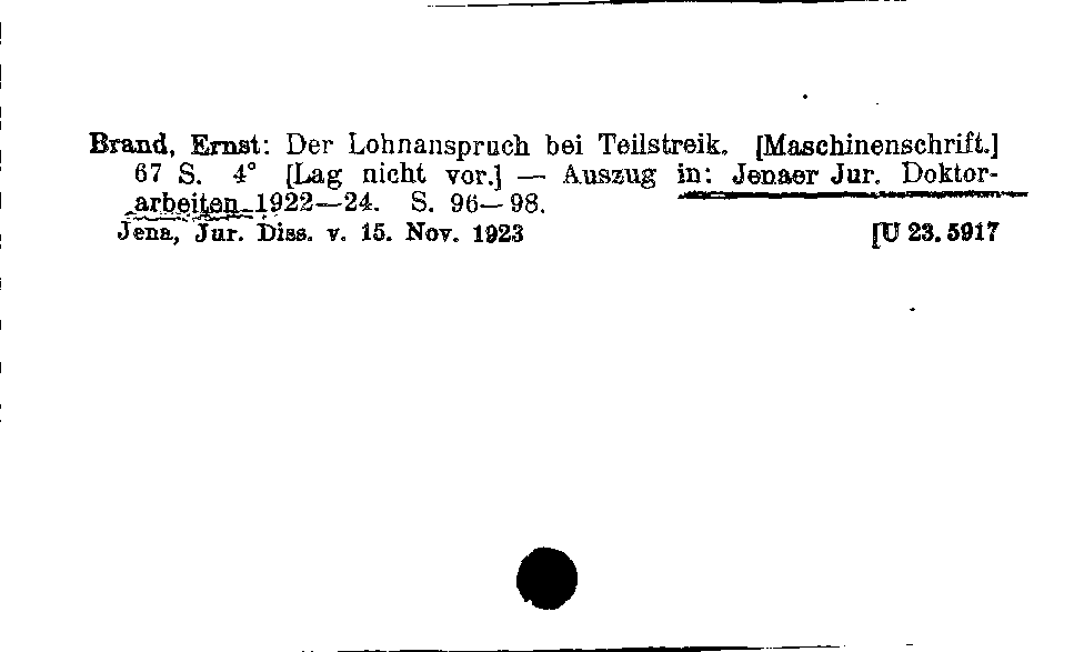 [Katalogkarte Dissertationenkatalog bis 1980]