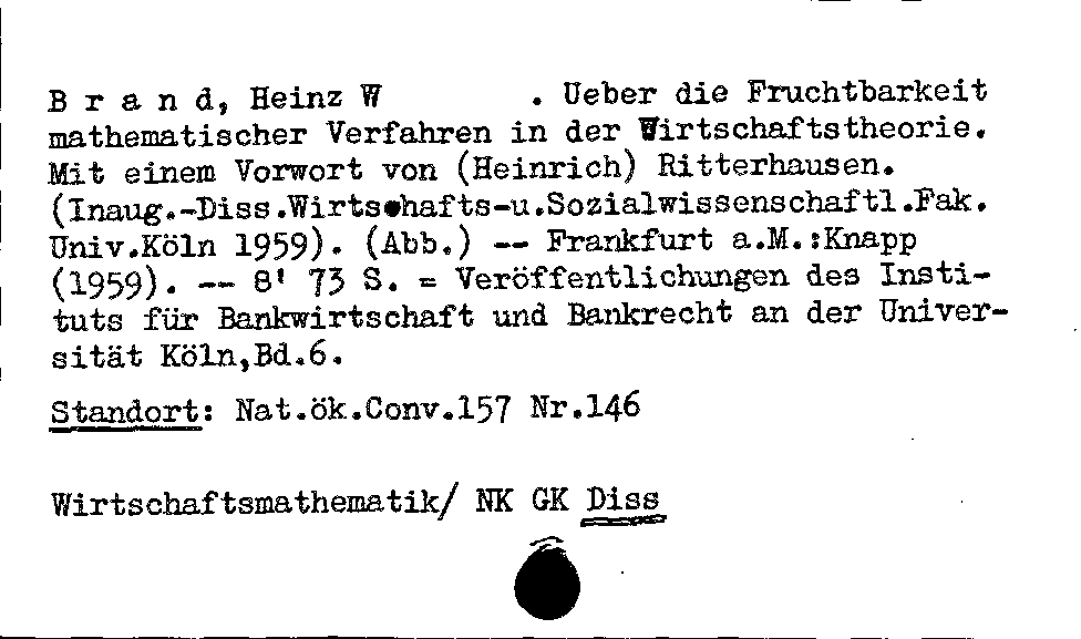 [Katalogkarte Dissertationenkatalog bis 1980]