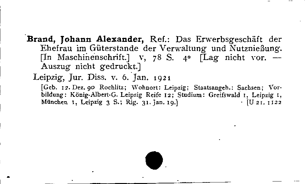 [Katalogkarte Dissertationenkatalog bis 1980]