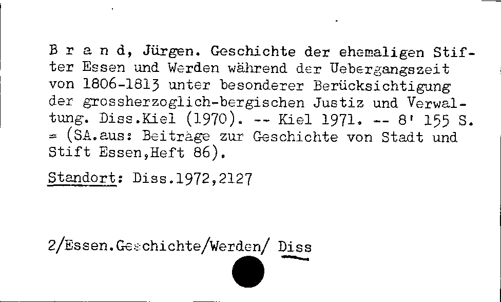 [Katalogkarte Dissertationenkatalog bis 1980]