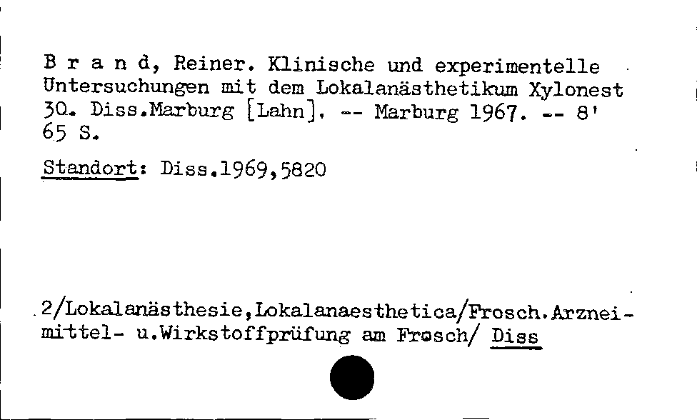 [Katalogkarte Dissertationenkatalog bis 1980]