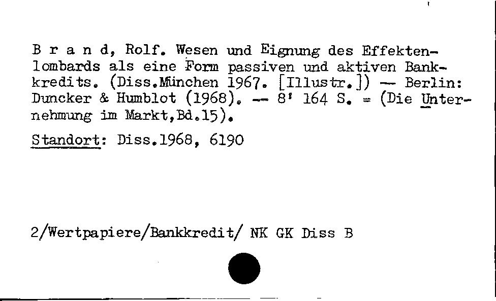 [Katalogkarte Dissertationenkatalog bis 1980]