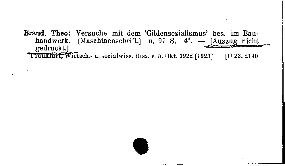 [Katalogkarte Dissertationenkatalog bis 1980]