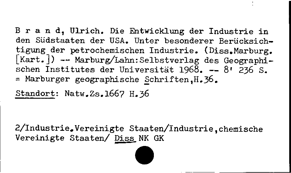 [Katalogkarte Dissertationenkatalog bis 1980]