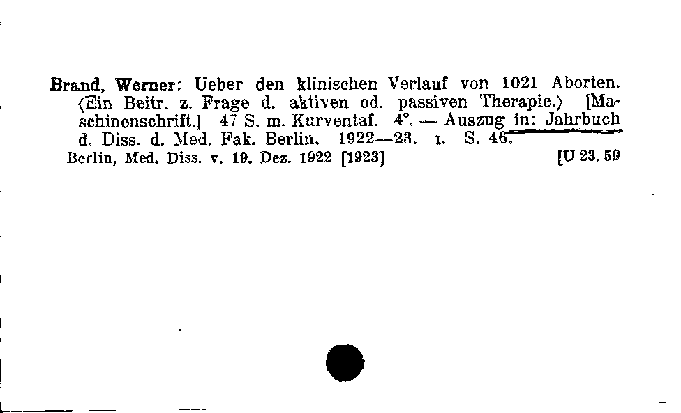 [Katalogkarte Dissertationenkatalog bis 1980]