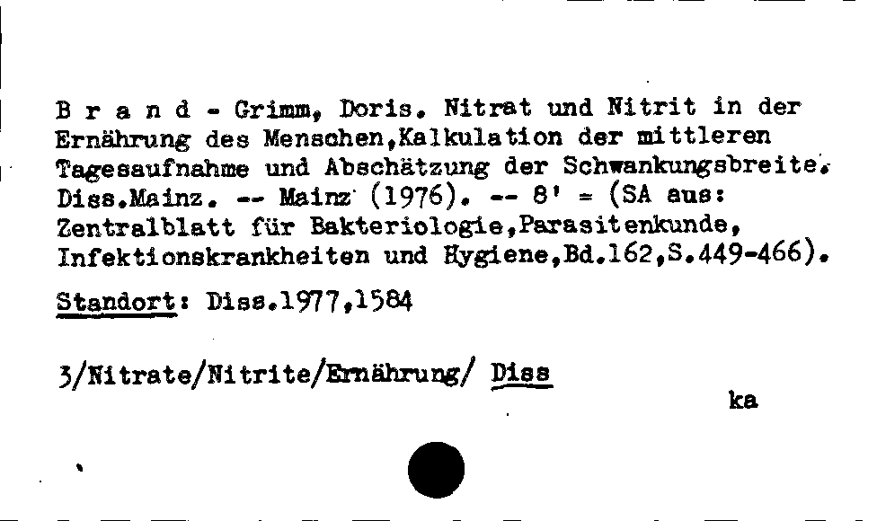 [Katalogkarte Dissertationenkatalog bis 1980]