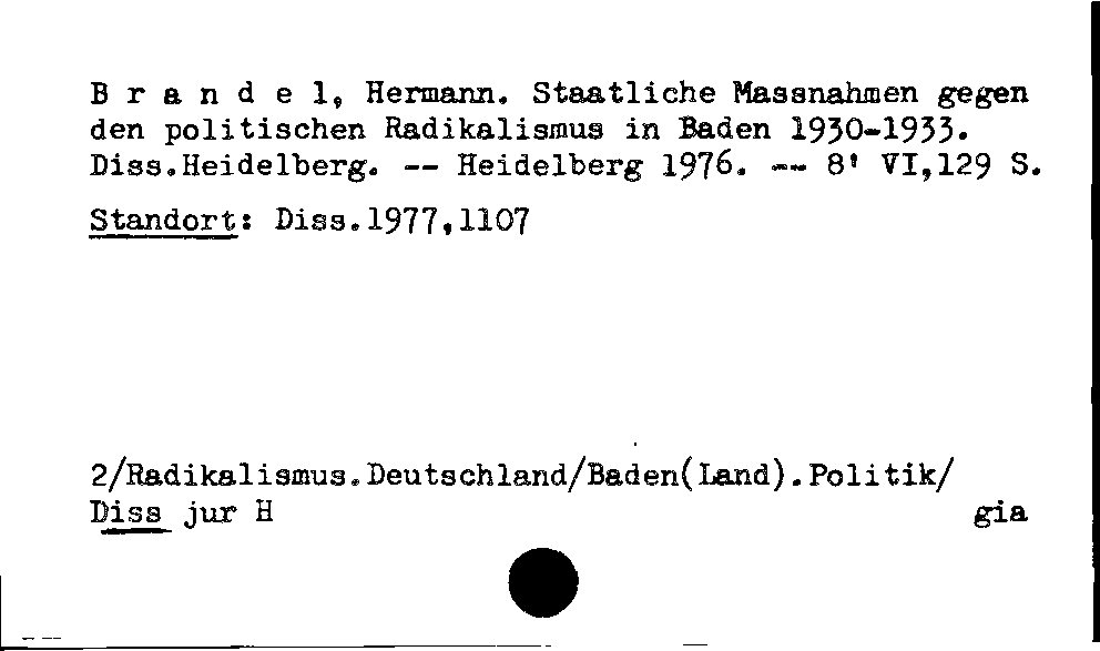 [Katalogkarte Dissertationenkatalog bis 1980]