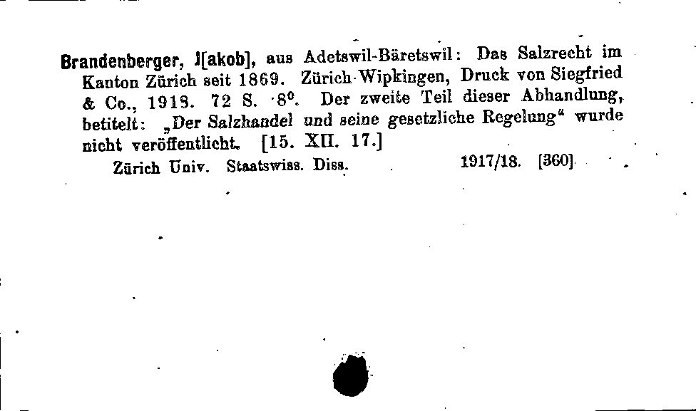 [Katalogkarte Dissertationenkatalog bis 1980]