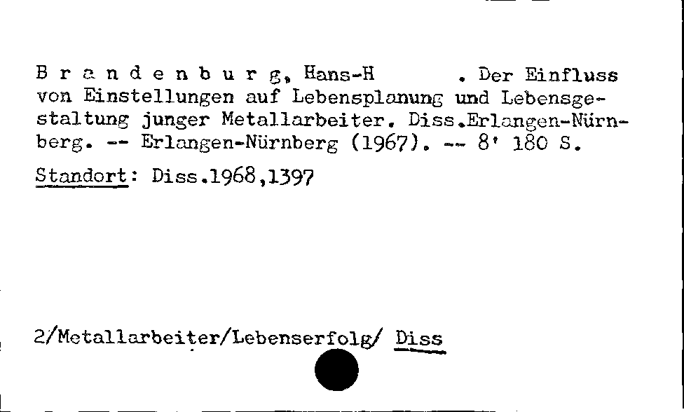 [Katalogkarte Dissertationenkatalog bis 1980]