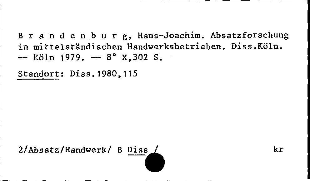 [Katalogkarte Dissertationenkatalog bis 1980]