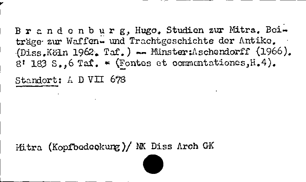 [Katalogkarte Dissertationenkatalog bis 1980]