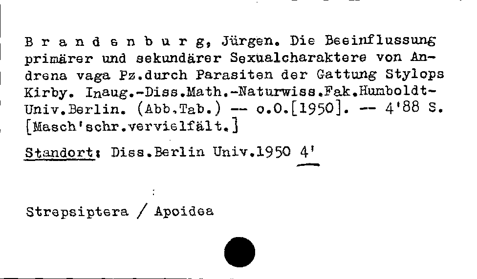 [Katalogkarte Dissertationenkatalog bis 1980]