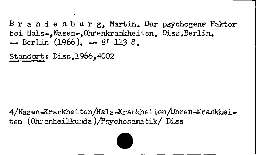 [Katalogkarte Dissertationenkatalog bis 1980]