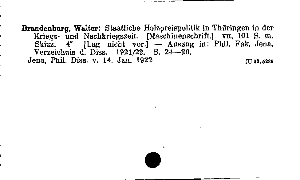 [Katalogkarte Dissertationenkatalog bis 1980]