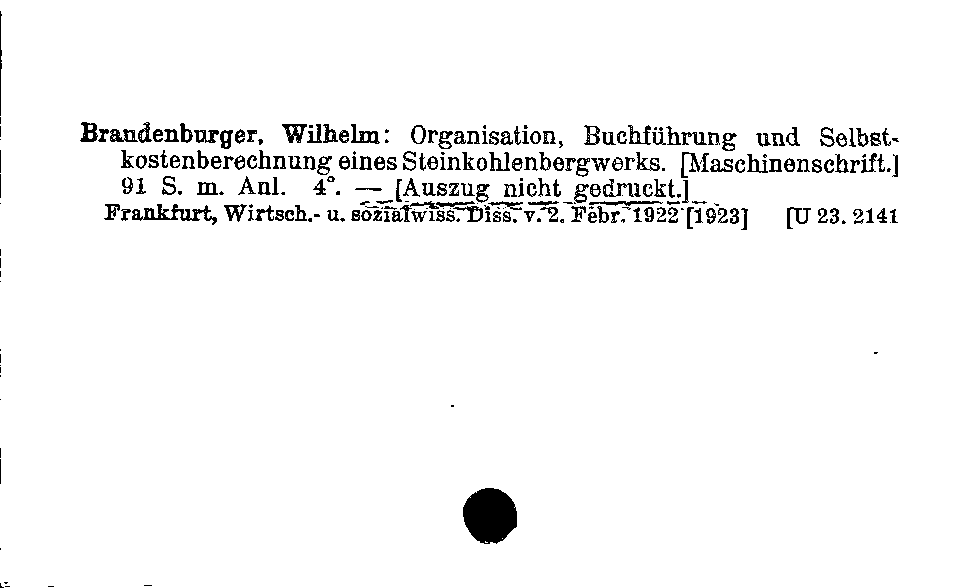 [Katalogkarte Dissertationenkatalog bis 1980]