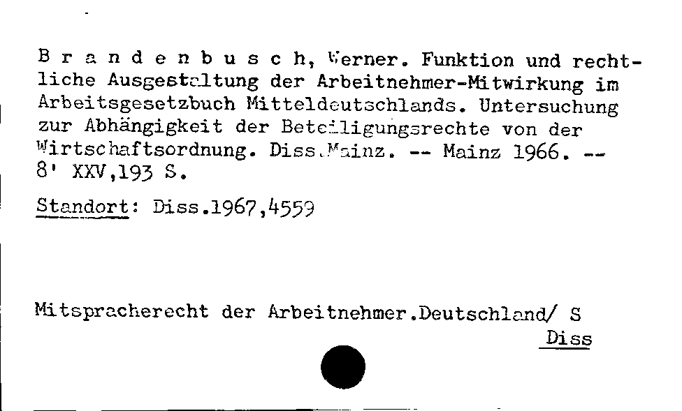 [Katalogkarte Dissertationenkatalog bis 1980]