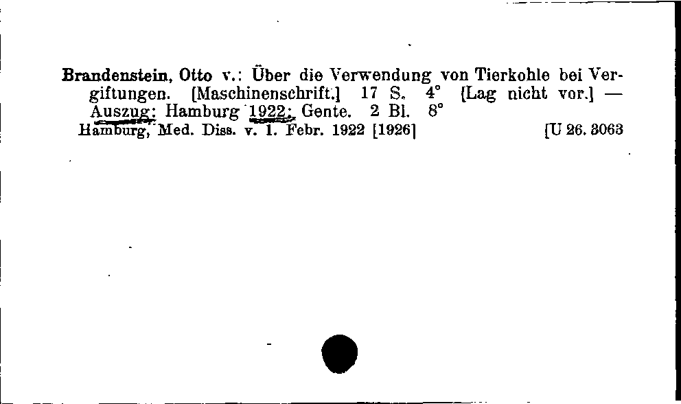 [Katalogkarte Dissertationenkatalog bis 1980]