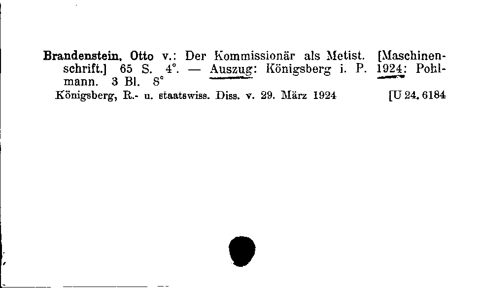 [Katalogkarte Dissertationenkatalog bis 1980]