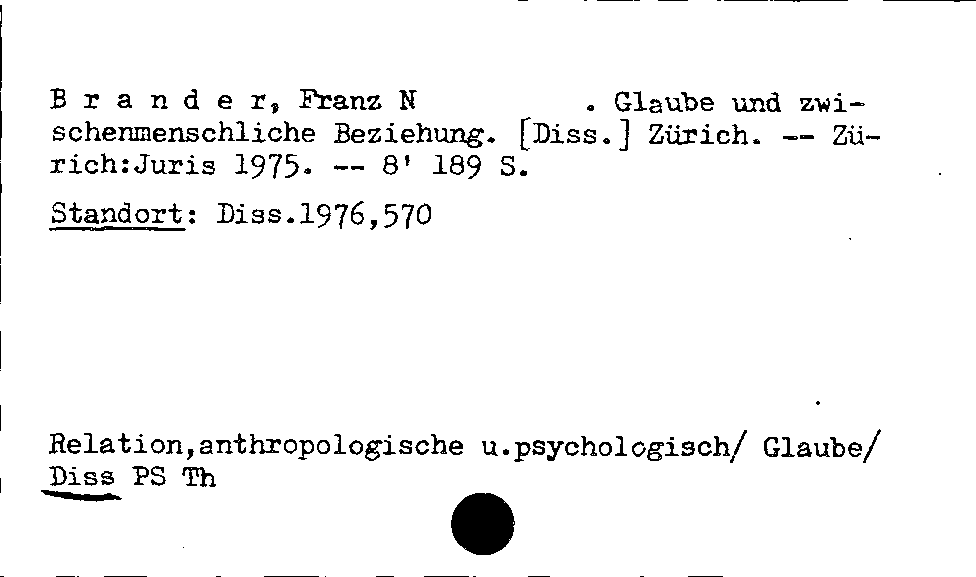 [Katalogkarte Dissertationenkatalog bis 1980]